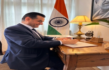 Ambassador Mridul Kumar received Kuwait Ambassador H.E. Yaqoub Yousef Alsanad on 08 May 2024.